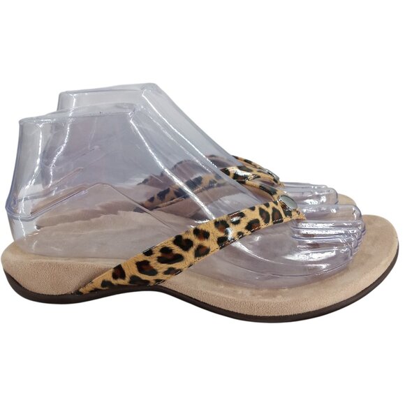 Vionic Davina Leopard Thong Flip Flops Sandals Size 6 Comfort Tan Brown Animal - Picture 11 of 13